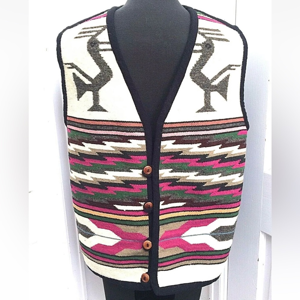 Vintage Hand Woven Southwestern Style Vest Made In Ecuador Tahuantinsuyo  XL